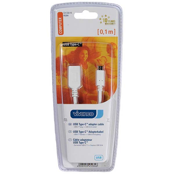 Изображение товара Разветвитель для компьютера Vivanco Type-C папа/USB3.0 мама 0,1м White (45284)