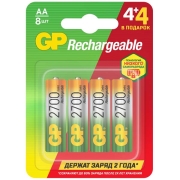 Изображение товара Аккумулятор GP АА(HR6) 8 шт. (GP270AAHC4/4MVM-2CR8) 4+4