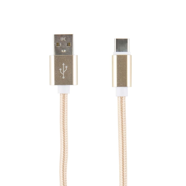 фото Кабель usb type-c red line usb - type-c, 2 метра, нейлон, золотой