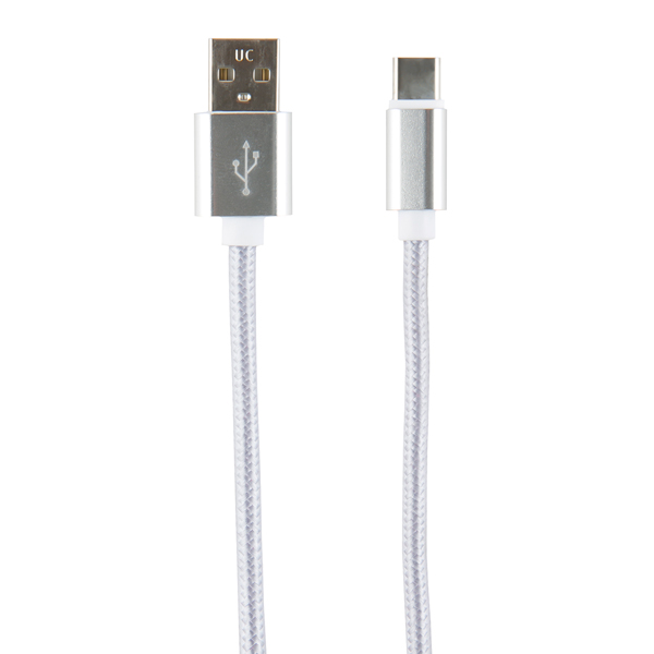 фото Кабель usb type-c red line usb - type-c, 2 метра, нейлон, серебристый