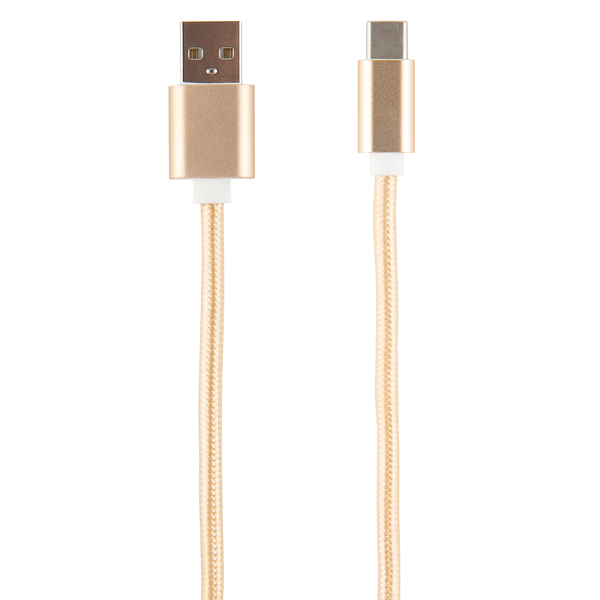 фото Кабель usb type-c red line usb - type-c 3.0 нейлон, золотой