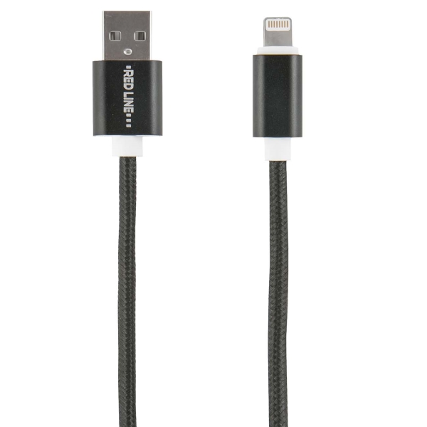 фото Кабель для ipod, iphone, ipad red line usb - 8-pin нейлон, черный