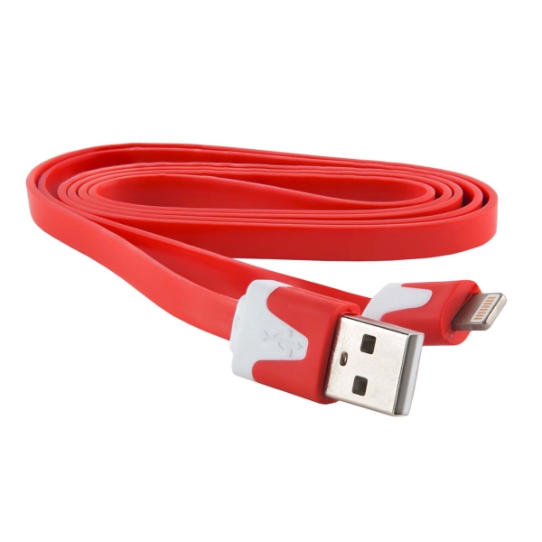 фото Кабель для ipod, iphone, ipad red line usb - 8-pin, плоский, красный