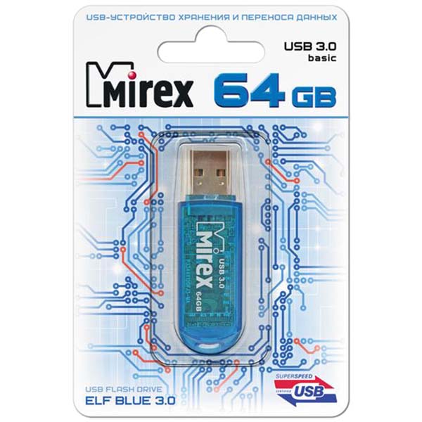 Купить Флеш-диск Mirex 64GB Elf Blue 3.0 (13600-FM3BEF64) в каталоге интернет магазина М.Видео по выгодной цене с доставкой, отзывы, фотографии - Нальчик