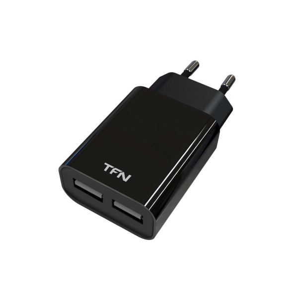 фото Сетевое зарядное устройство tfn 2xusb 2.4a black (tfn-wc2u24abk)