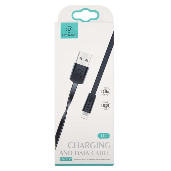 фото Кабель для смартфона usams u2 usb-a/lightning, slim, black (ут000019981)