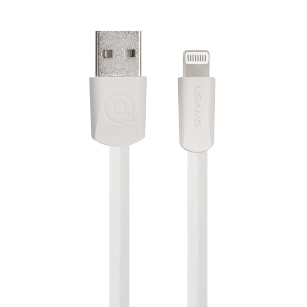 фото Кабель для смартфона usams u2 usb-a/lightning, плоский, white (ут000019980)