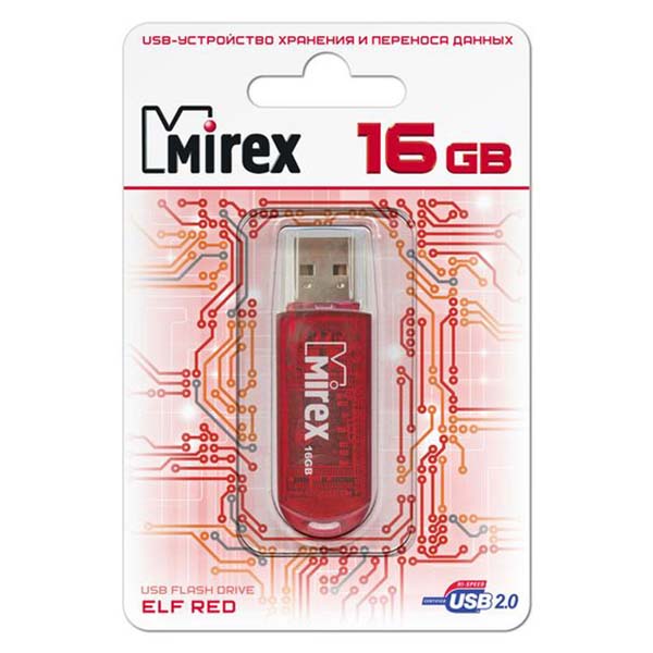 Флеш-диск Mirex 16GB Elf Red (13600-FMURDE16) красный