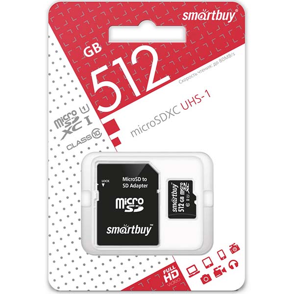 Smartbuy 512GB Class 10 UHS-1 SD-адапт. (SB512GBSDCL10-01)
