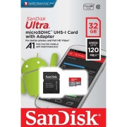 Изображение товара Карта памяти MicroSD SanDisk Ultra 32GB UHS-I + адаптер (SDSQUA4-032G-GN6MA)