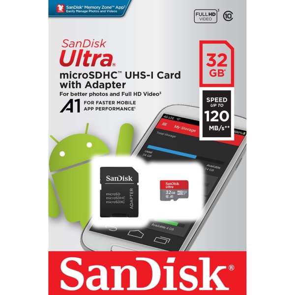 SanDisk Ultra 32GB UHS-I + адаптер (SDSQUA4-032G-GN6MA)