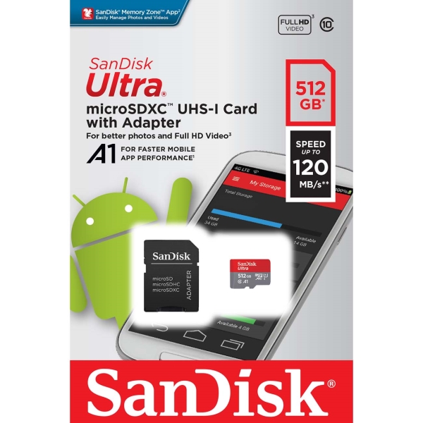 SanDisk Ultra 512GB UHS-I + адаптер (SDSQUA4-512G-GN6MA)
