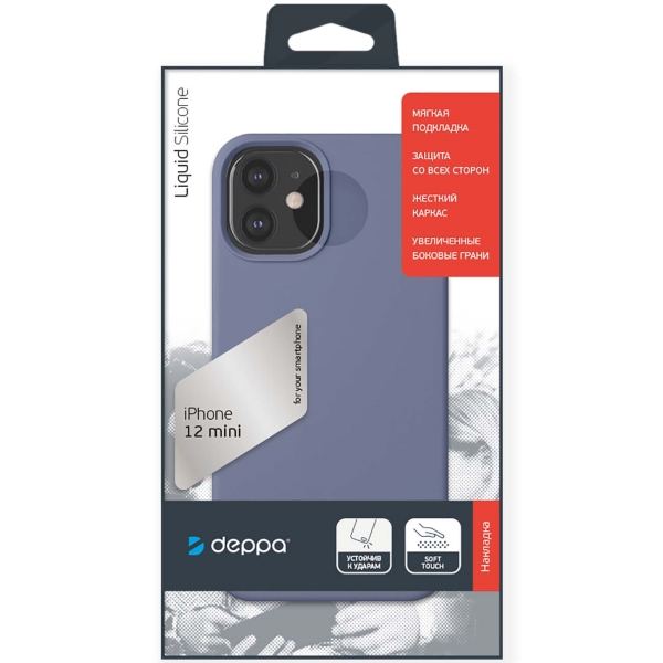 Изображение товара Чехол Deppa Liquid Silicone Pro iPhone 12 mini серо-лаванд.