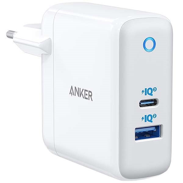 фото Сетевое зарядное устройство anker powerport+ atom iii 45w usb-c + 15w usb-a white