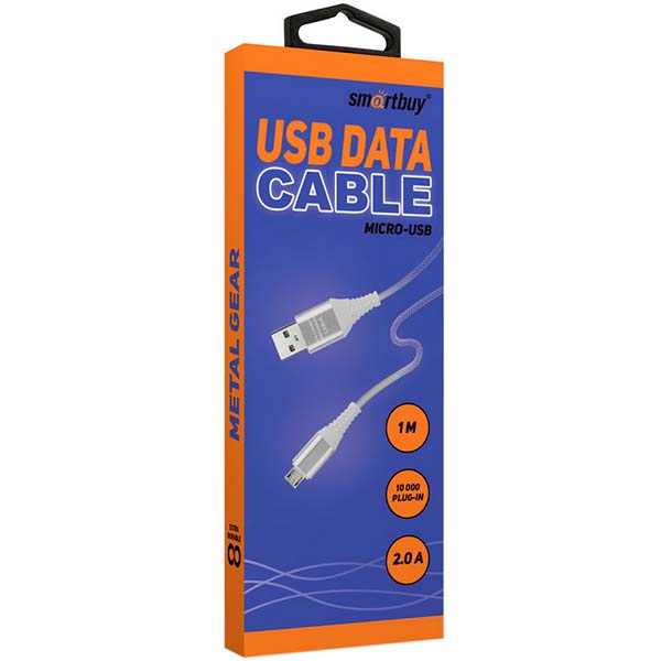 Изображение товара Кабель для сотового телефона Smartbuy microUSB 1м Black (iK-12ERGbox)