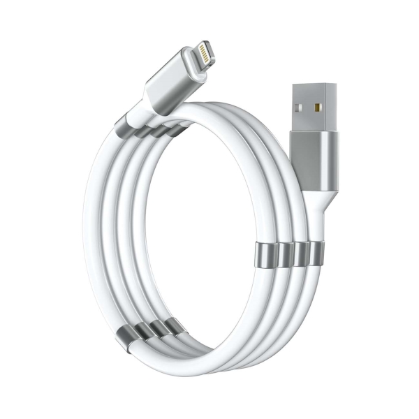 фото Кабель для ipod, iphone, ipad interstep lightning-usb usb 2.0 белый 1.2м с магнитами