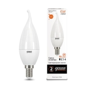 Изображение товара Лампа LED Gauss Elementary Свеча на ветру 6W 420lm 3000K Е14