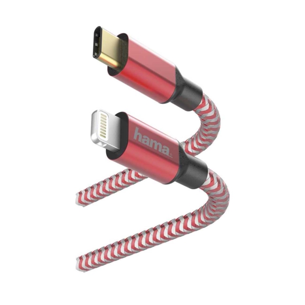 фото Кабель для ipod, iphone, ipad hama 1,5 м lightning usb type-c red (00183310)