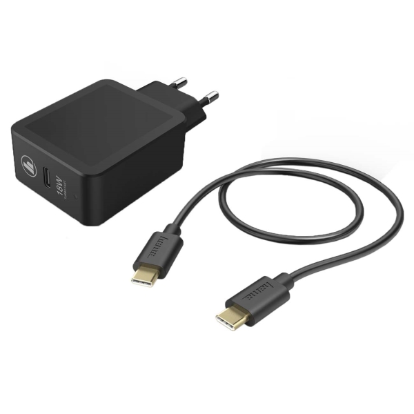 фото Сетевое зарядное устройство hama pd/qc usb type c black (00183326)