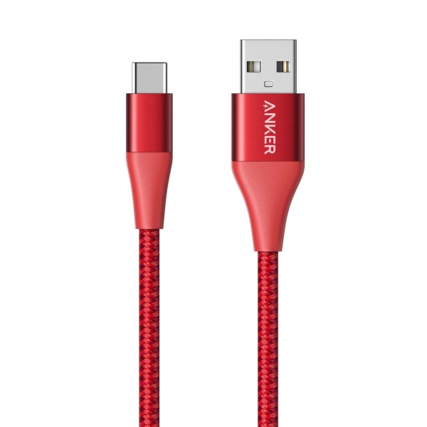 Anker PowerLine +II USB A USB C 3ft Red