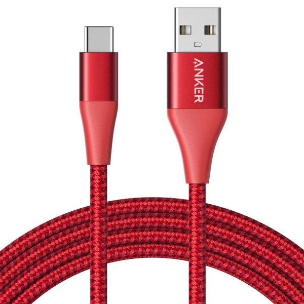 Anker PowerLine +II USB A USB C 6ft Red