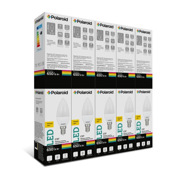Изображение товара Лампа LED Polaroid C37 8W 3000K E14 10 шт. (PL-C378143)