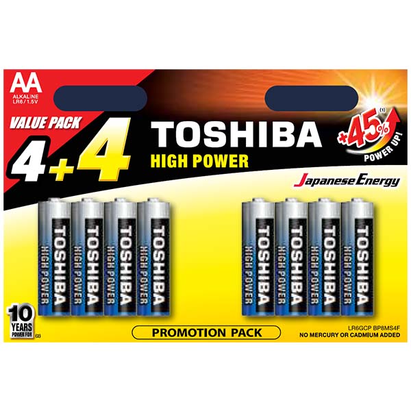 фото Батарея toshiba alkaline aa lr6gcp bp-8 8шт.