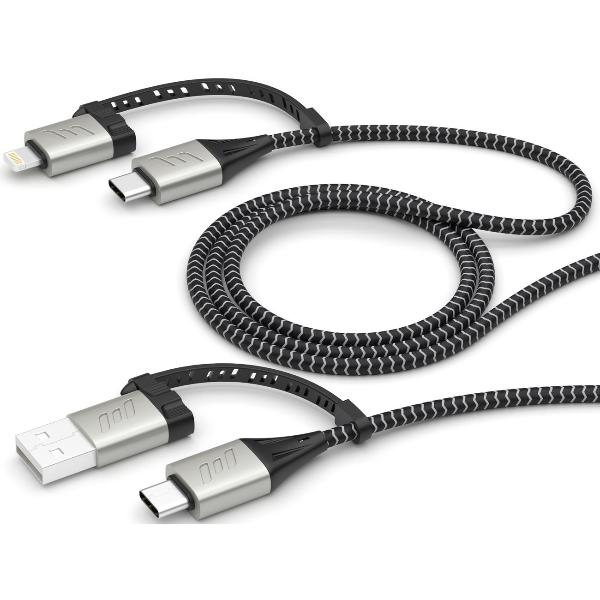 Deppa Lightning, USB-C-USB-C, USB-A алюминий, 1.2м, 3А
