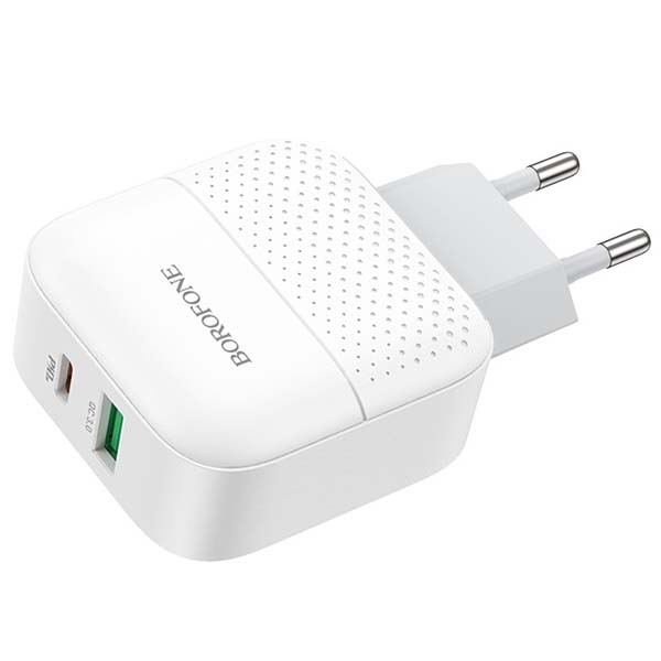 Изображение товара Сетевое зарядное устройство Borofone BA46A Premium USB+Type-C PD18+QC3.0 белый