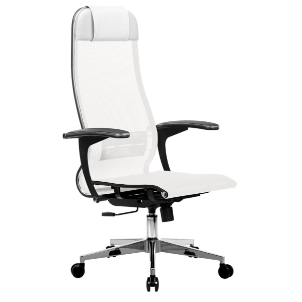 кресло офисное с сеткой белое