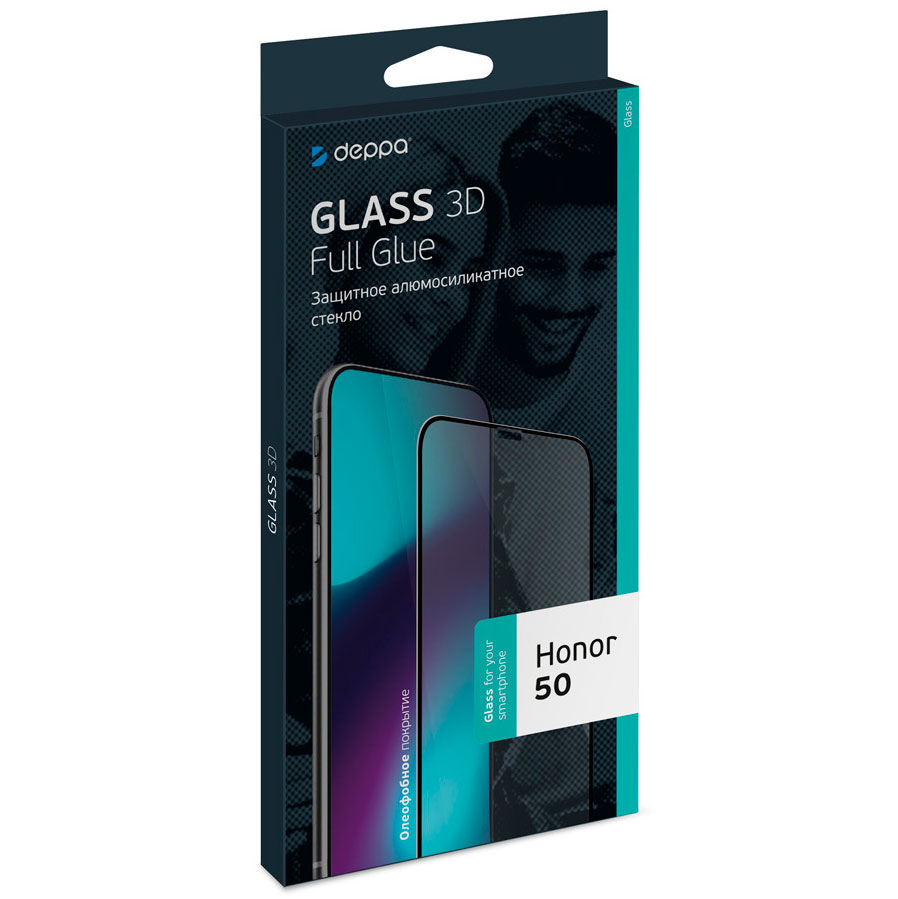 Изображение товара Защитное стекло Deppa 3D Full Glue Honor 50 0.3 мм, черная рамка