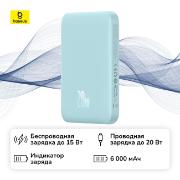 Изображение товара Внешний аккумулятор MagSafe Baseus Magnetic Mini Air 6000 мАч Galaxy Blue