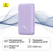 Изображение товара Внешний аккумулятор MagSafe Baseus Magnetic Mini Air 6000 мАч Nebula Purple