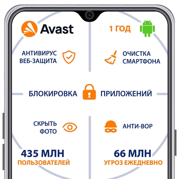 AVAST Mobile Security Pro на 1 устройство на 1 год