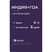 Изображение товара eSIM Telwel пакет Индия 6Гб 8 дней