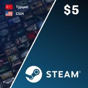 Изображение товара Игровая валюта PC Steam Wallet Пополнение Steam 5$ (регион TR, US)