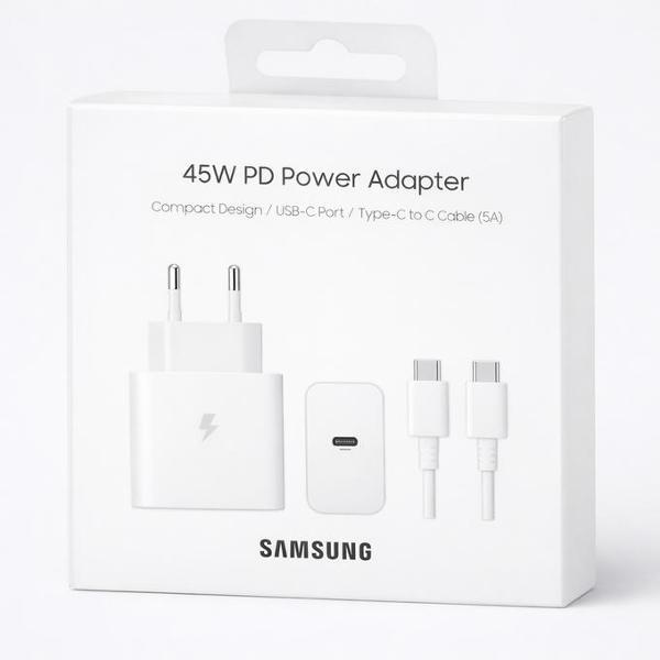 Изображение товара Зарядное устройство для смартфона_ Samsung Зарядное устройство Samsung 45 Вт PD PPS Super Fast GaN Белый