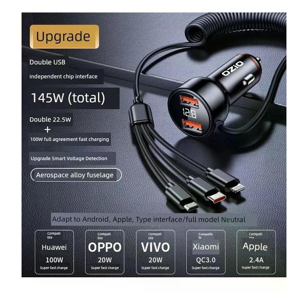 Изображение товара Автомобильное зарядное устройство UNIMALL OZIO-v9 145W с цифровым дисплеем