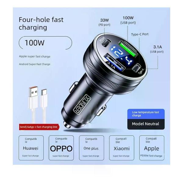 Изображение товара Автомобильное зарядное устройство UNIMALL DZ059 163Вт с Type-C и USB для смартфонов и устройств