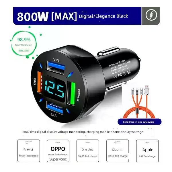 Изображение товара Автомобильное зарядное устройство UNIMALL 303 c цифровым дисплеем 800 Вт Изображение товара Автомобильное зарядное устройство UNIMALL 303 c цифровым дисплеем 800 Вт