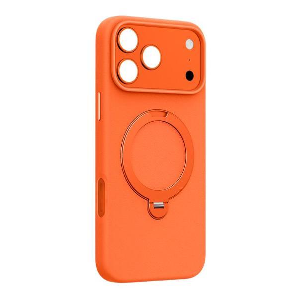 Изображение товара Чехол для смартфона, телефона Keephone Apple iPhone 17 Pro Max MeHold Eco MagSafe Высококачественная кожа, складная подставка на 360° Оранжевый