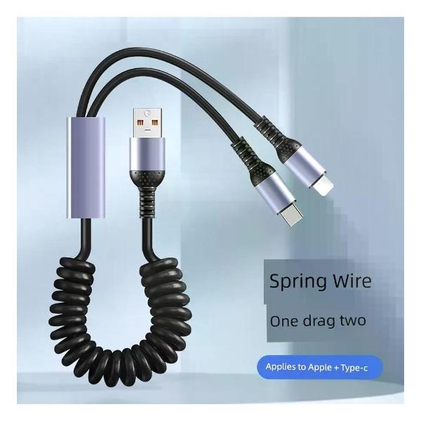 Изображение товара Автомобильное зарядное устройство UNIMALL T02 Spring One for Two 6996 для смартфонов Изображение товара Автомобильное зарядное устройство UNIMALL T02 Spring One for Two 6996 для смартфонов