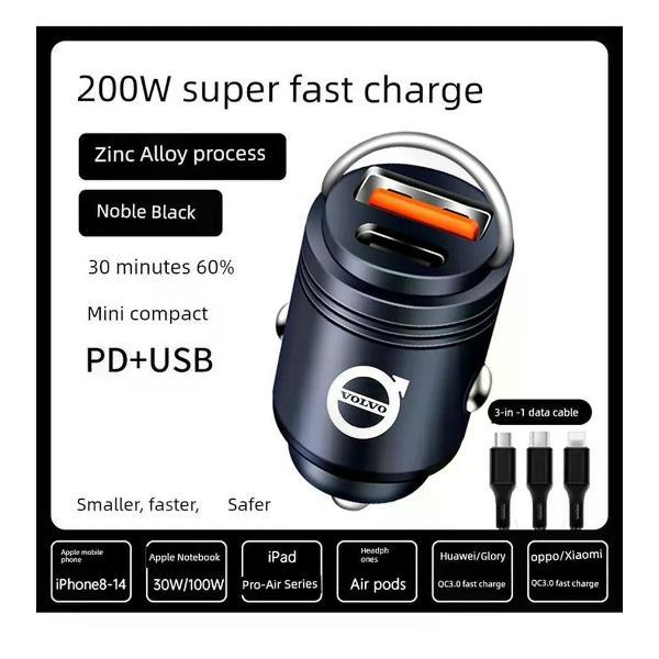 Изображение товара Автомобильное зарядное устройство UNIMALL 200 Вт с PD и USB для смартфонов Изображение товара Автомобильное зарядное устройство UNIMALL 200 Вт с PD и USB для смартфонов