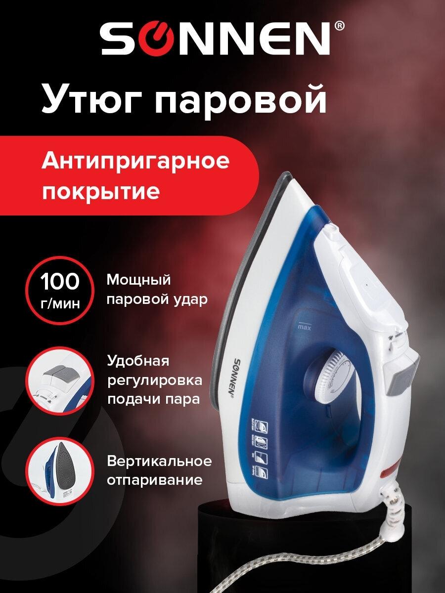 Sonnen 1800 Вт, антипригарное покрытие, паровой удар, синий/белый, 453504