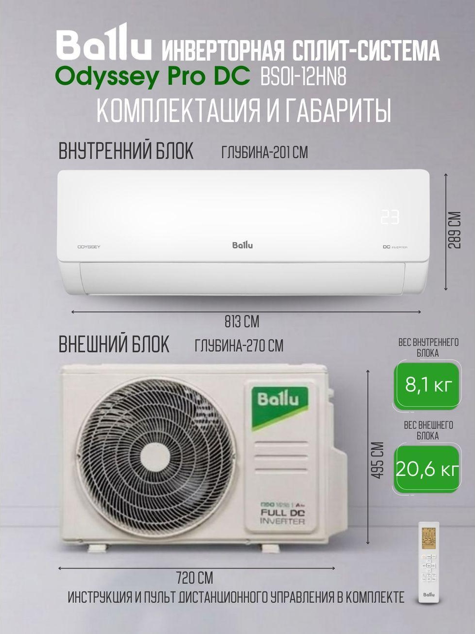Кондиционер Ballu Odyssey Pro DC BSOI-12HN8/ERP — фото 4